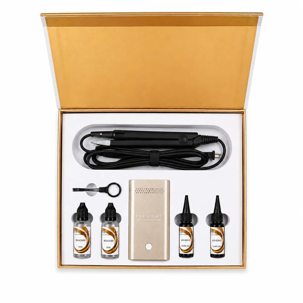 Kit de extensiones V Light con lámpara UV para extensiones invisibles de pelo natural